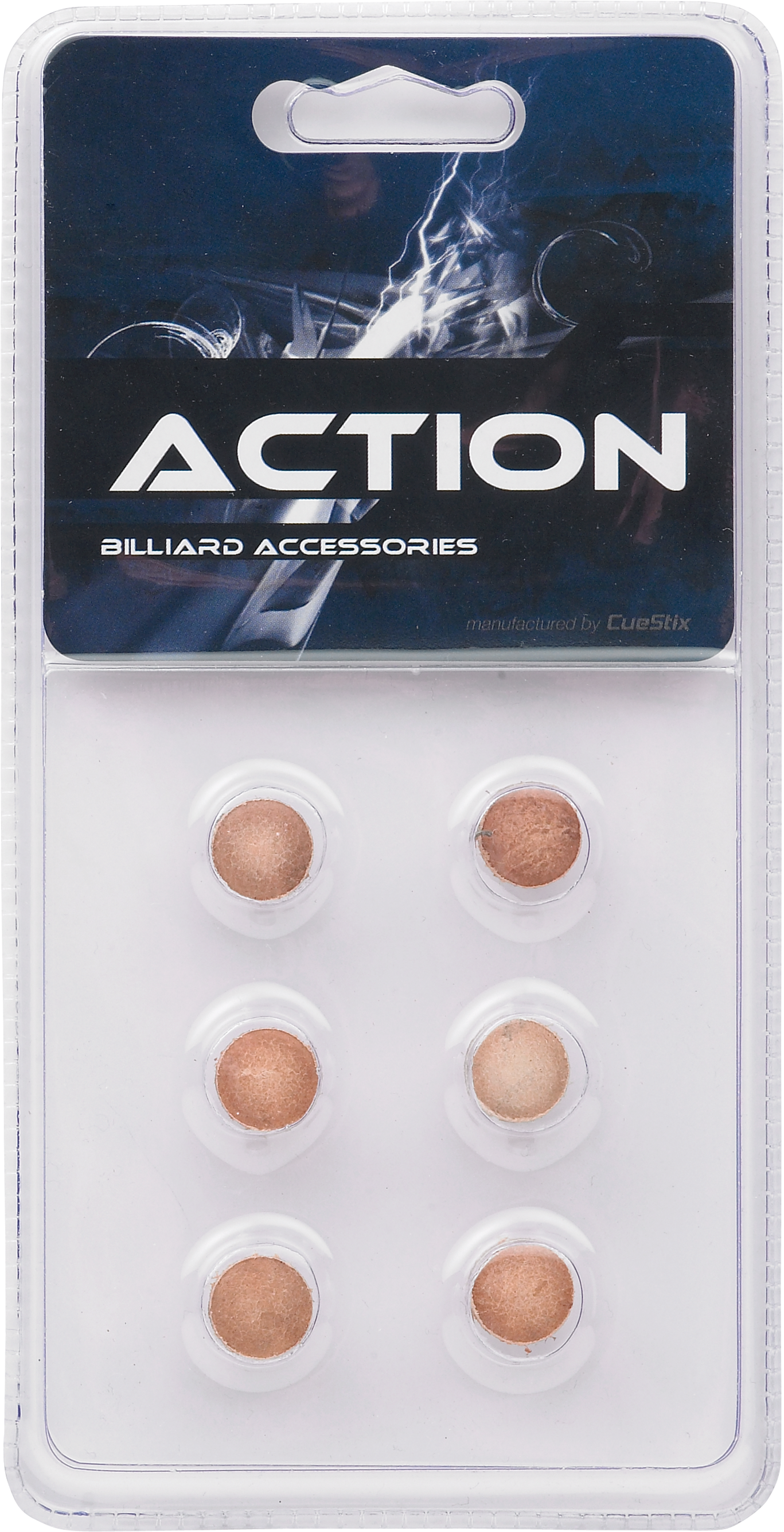 Action QT6GP Standard Pool Cue Tips - Blister Pack of 6