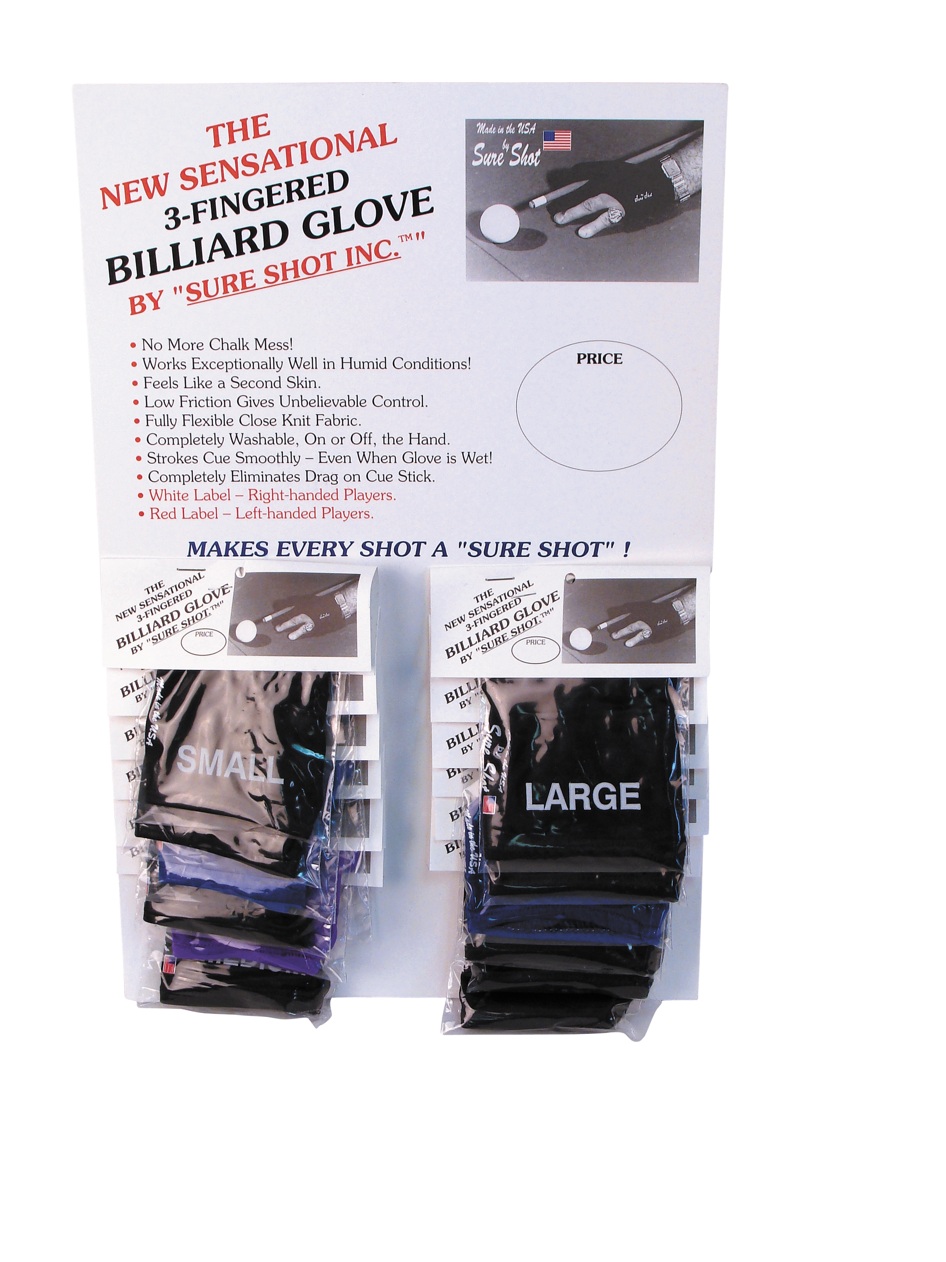 Sure Shot BGLSS12 Glove - Card of 12