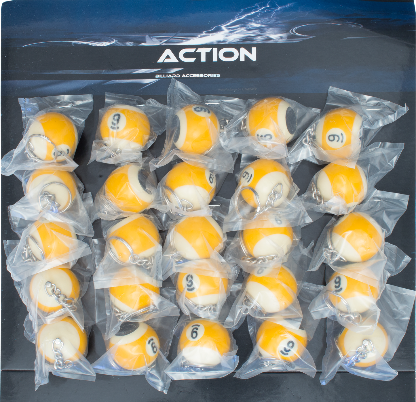 Action NI9SKR25 9-Ball Keychain Scuffer - Card of 25