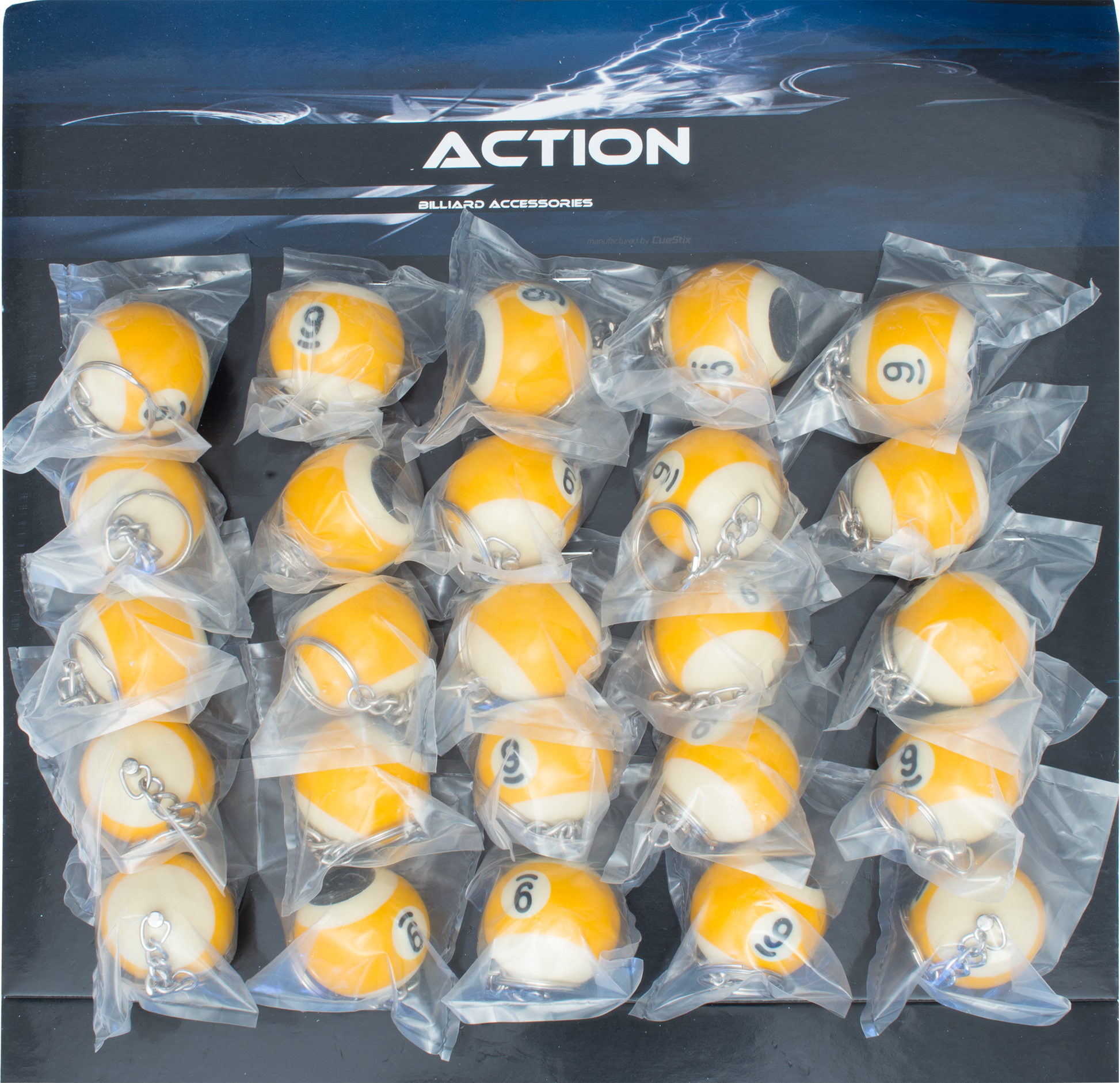 Action NI9SKR25 9-Ball Keychain Scuffer - Card of 25