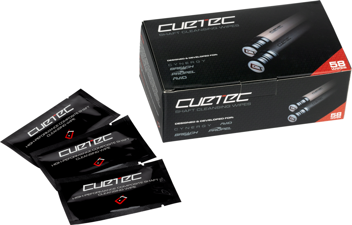 Cuetec Cynergy SPCTW58 Shaft Wipes - 58ct Box