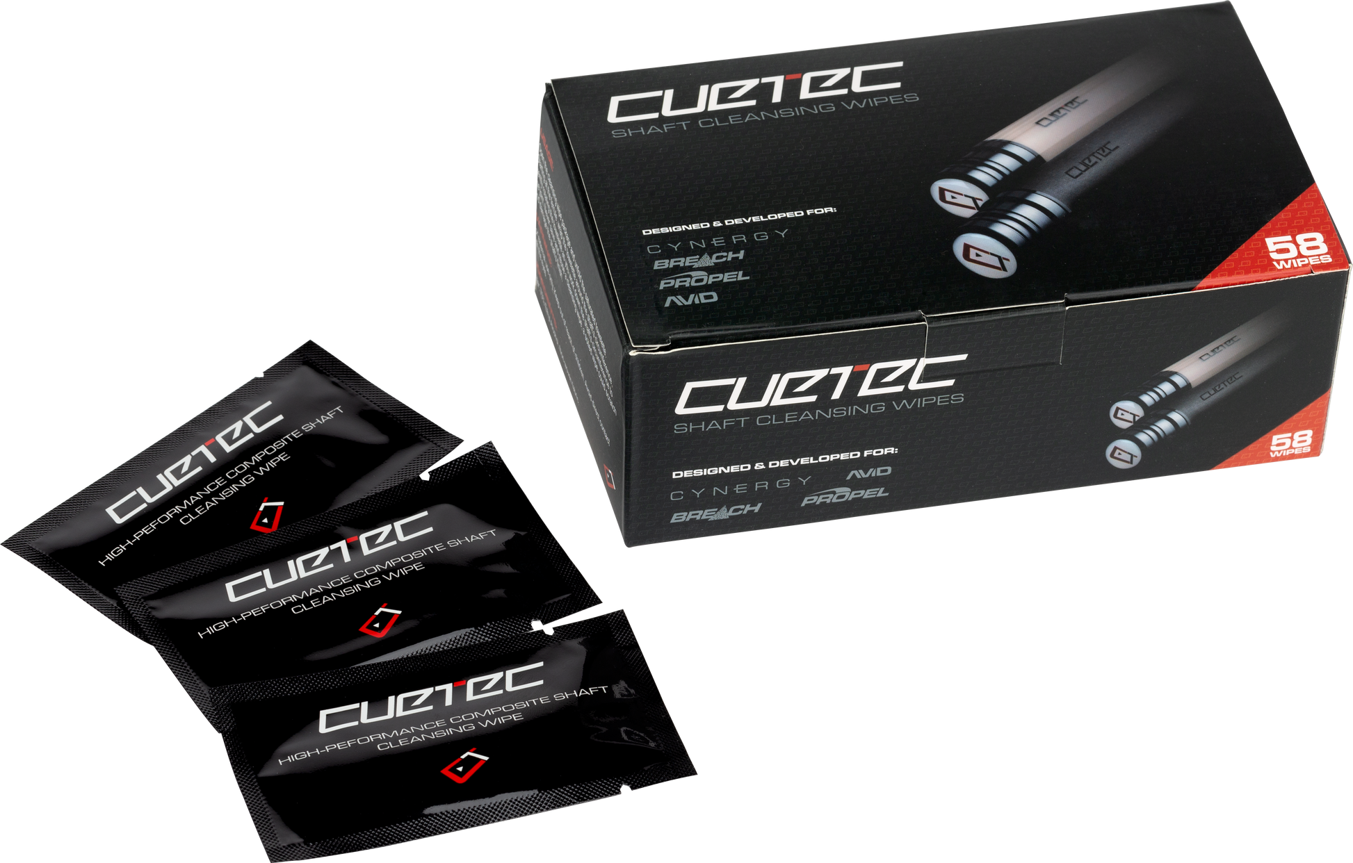 Cuetec Cynergy SPCTW58 Shaft Wipes - 58ct Box